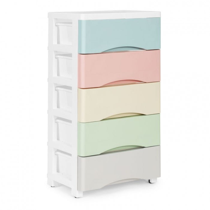 Raft pe roti cu 5 compartimente pentru depozitarea jucariilor ModernHome - Multicolor