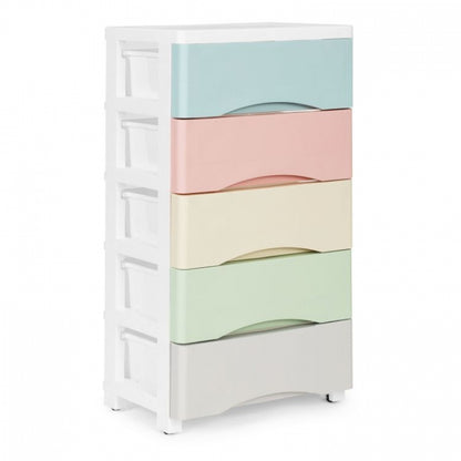 Raft pe roti cu 5 compartimente pentru depozitarea jucariilor ModernHome - Multicolor