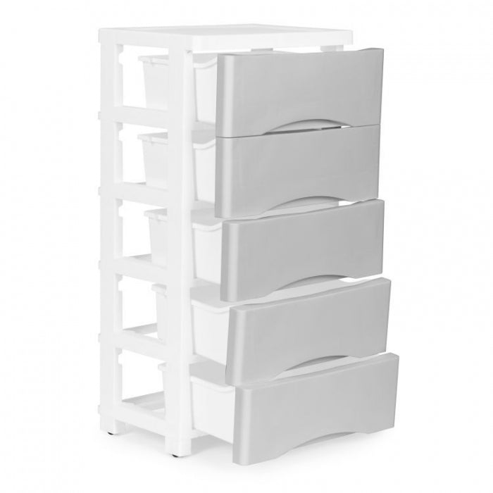 Raft pe roti cu 5 compartimente pentru depozitarea jucariilor ModernHome - Gri