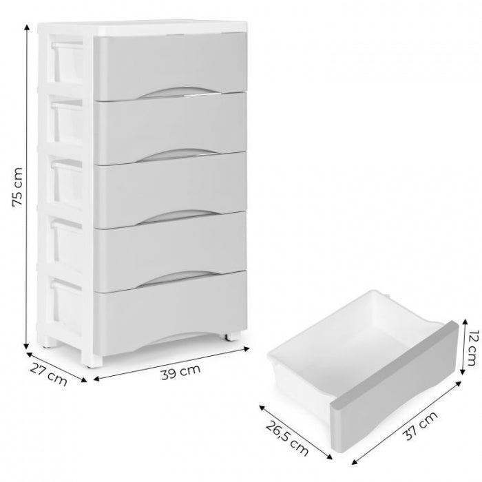 Raft pe roti cu 5 compartimente pentru depozitarea jucariilor ModernHome - Gri