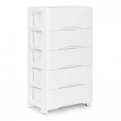 Raft pe roti cu 5 compartimente pentru depozitarea jucariilor ModernHome - Alb