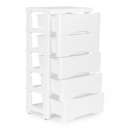 Raft pe roti cu 5 compartimente pentru depozitarea jucariilor ModernHome - Alb