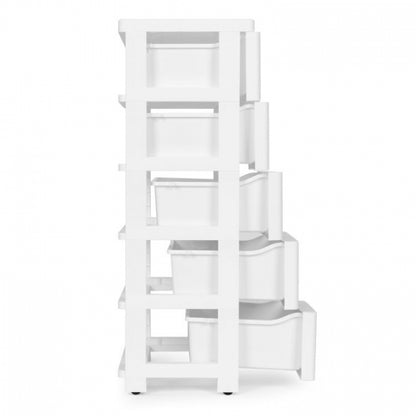 Raft pe roti cu 5 compartimente pentru depozitarea jucariilor ModernHome - Alb