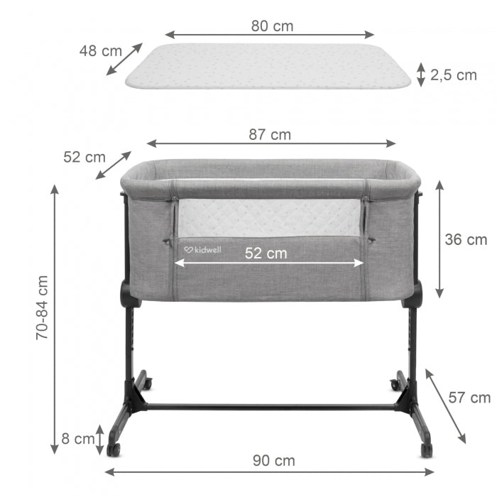Patut cu laterala deschizabila Kidwell Snuzzy - Light Grey