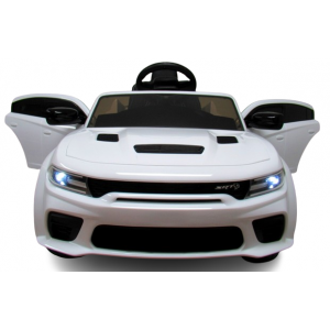 Masinuta electrica cu telecomanda, roti EVA, varsta 1-5 ani, putere 90W, 107x68x53 cm, DODGE SRT R-Sport - Alb