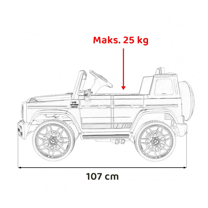 Masinuta electrica cu telecomanda MERCEDES AMG G63, roti EVA, scaun tapitat, varsta 1-5 ani, 107x70x57 cm, putere 50W  Negru