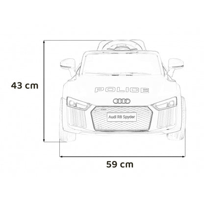 Masinuta electrica cu telecomanda AUDI R8 Police, roti EVA, scaun tapitat, 98x59x43 cm, putere 70W - Negru