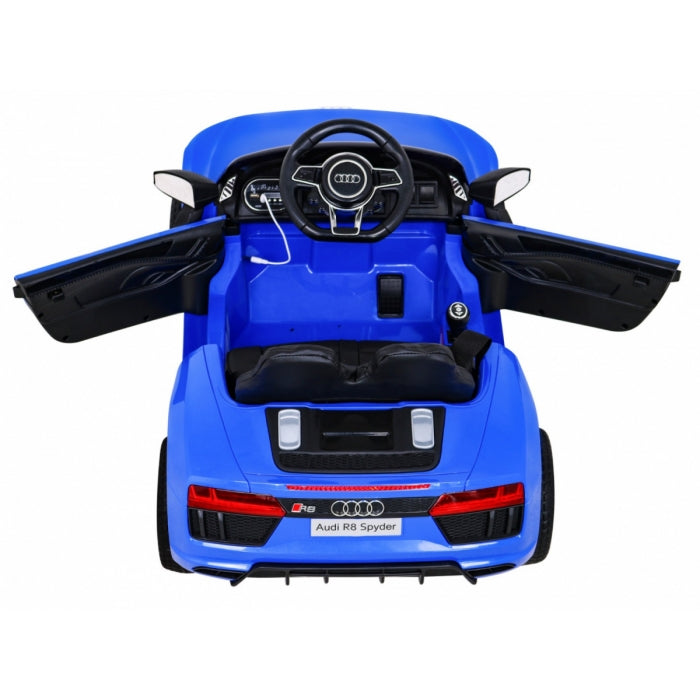Masinuta electrica cu telecomanda AUDI R8, roti EVA, scaun tapitat, 98x59x43 cm, putere 70W - Albastru