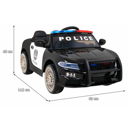 Masinuta electrica cu telecomanda Super-Police, roti EVA, scaun tapitat, 113x69x48 cm, putere 70W - Negru