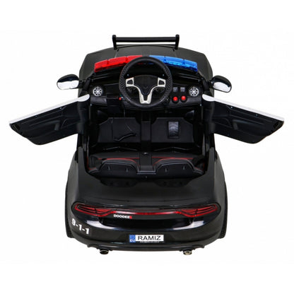 Masinuta electrica cu telecomanda Super-Police, roti EVA, scaun tapitat, 113x69x48 cm, putere 70W - Negru