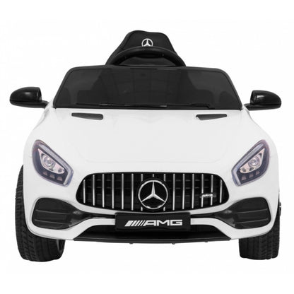 Masinuta electrica cu telecomanda MERCEDES BENZ GT, roti EVA, scaun tapitat, 108x68x48 cm, putere 70W - Alb