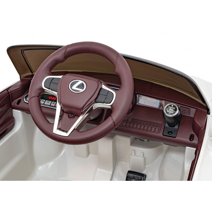 Masinuta electrica cu telecomanda LEXUS LC500, roti EVA, scaun tapitat, 108x60x43 cm, putere 70W - Alb