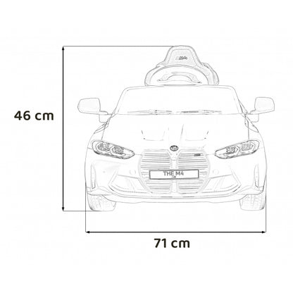 Masinuta electrica cu telecomanda BMW M4, roti EVA, scaun tapitat, 112x71x46 cm, putere 70W - Alb