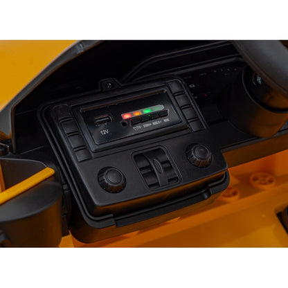 Masinuta electrica cu telecomanda BMW M4, roti EVA, scaun tapitat, 112x71x46 cm, putere 70W - Galben