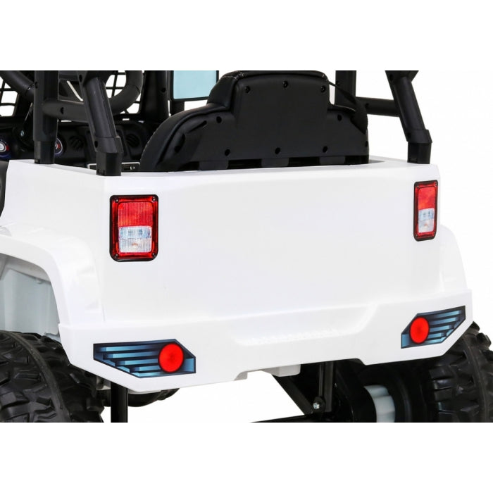 Masinuta electrica cu telecomanda JEEP DARK NIGHT, roti EVA, scaun tapitat, 100x67x59 cm, putere 70W - Alb