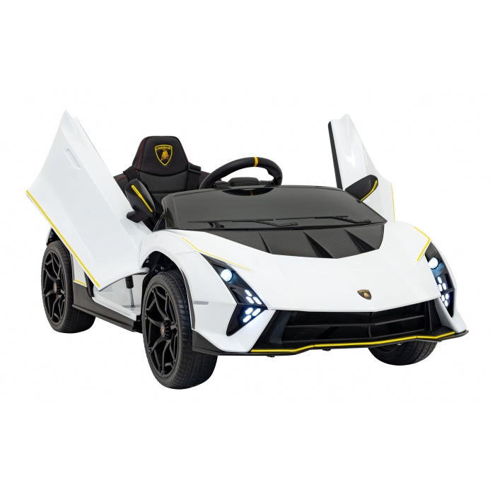 Masinuta electrica cu telecomanda LAMBORGHINI INVENCIBLE, roti EVA, scaun tapitat, 115x65x45 cm, putere 140W - Alb