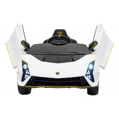 Masinuta electrica cu telecomanda LAMBORGHINI INVENCIBLE, roti EVA, scaun tapitat, 115x65x45 cm, putere 140W - Alb
