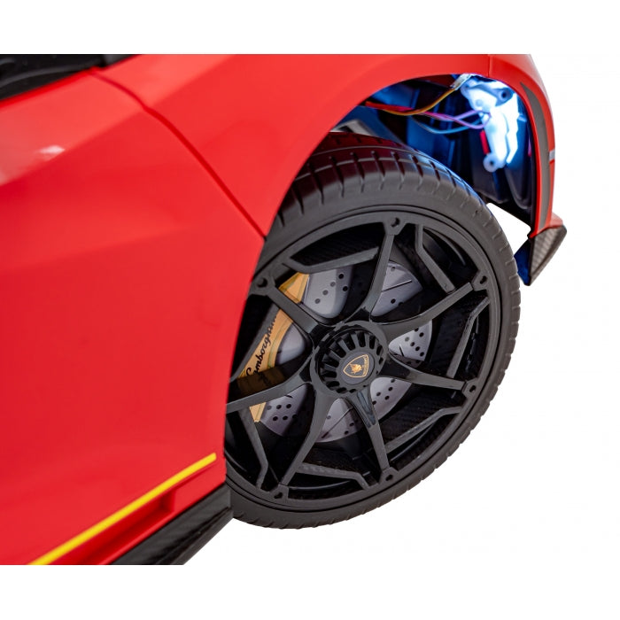 Masinuta electrica cu telecomanda LAMBORGHINI INVENCIBLE, roti EVA, scaun tapitat, 115x65x45 cm, putere 140W - Rosu