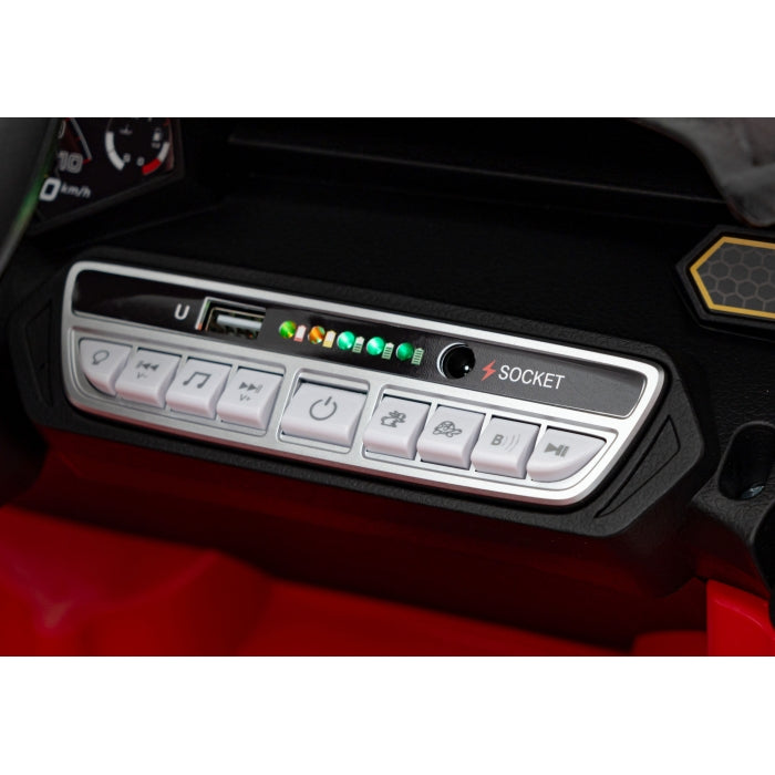 Masinuta electrica cu telecomanda LAMBORGHINI INVENCIBLE, roti EVA, scaun tapitat, 115x65x45 cm, putere 140W - Rosu