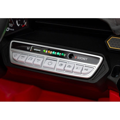 Masinuta electrica cu telecomanda LAMBORGHINI INVENCIBLE, roti EVA, scaun tapitat, 115x65x45 cm, putere 140W - Rosu