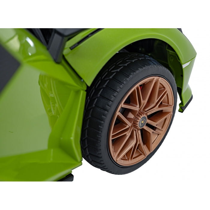 Masinuta electrica cu telecomanda LAMBORGHINI SIAN, roti EVA, scaun tapitat, 108x62x38 cm, putere 106W - Verde