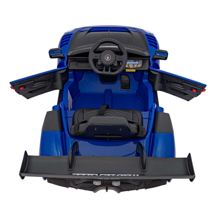 Masinuta electrica cu telecomanda MASERATI MC20 GT2, roti EVA, scaun tapitat, 115x61x46 cm, putere 110W - Albastru