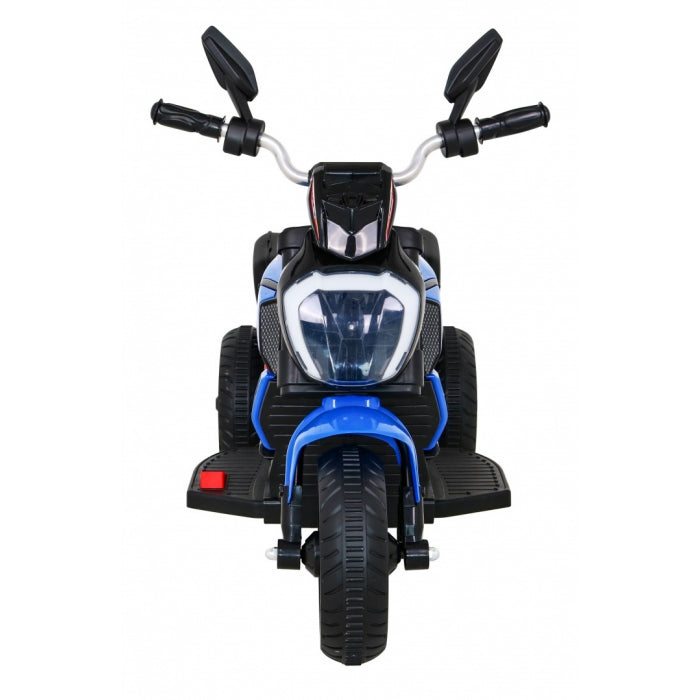 Motocicleta electrica Fast Tourist, roti din plastic, scaun tapitat, 83x35x63 cm, putere 18W - Albastru