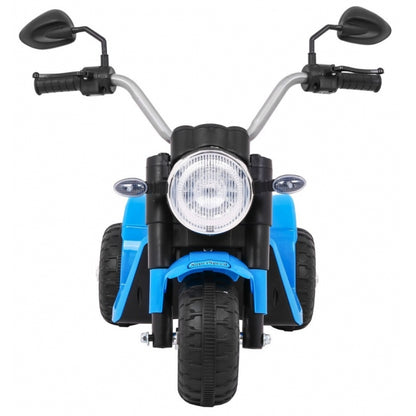 Motocicleta electrica MiniBike, roti din plastic, scaun tapitat, 71x53x57 cm, putere 6V - Albastru