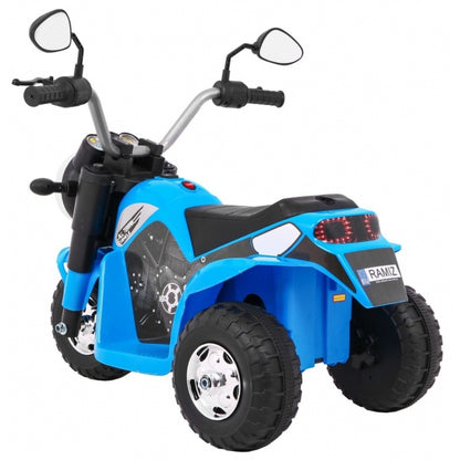 Motocicleta electrica MiniBike, roti din plastic, scaun tapitat, 71x53x57 cm, putere 6V - Albastru