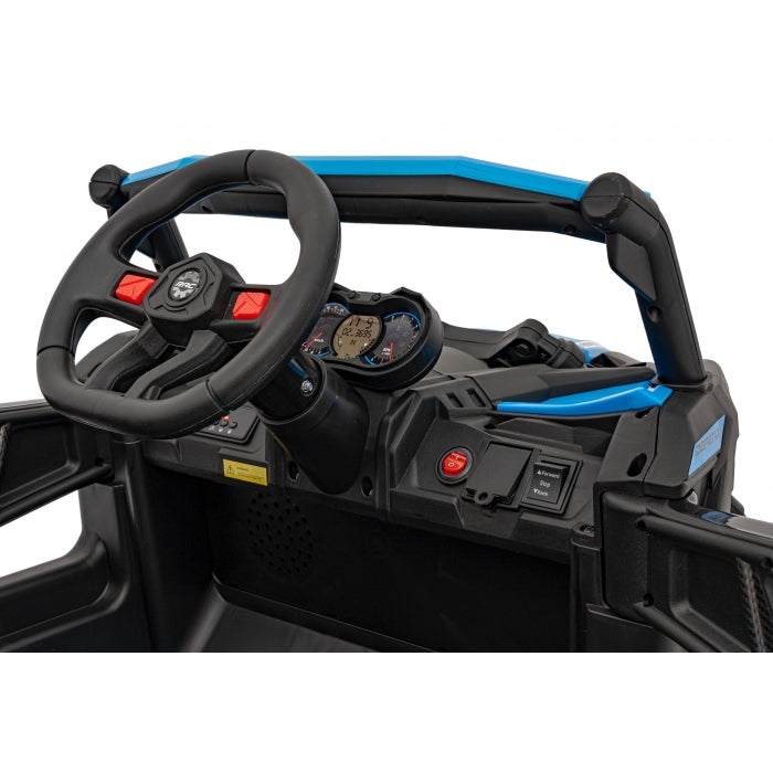 ATV electric cu telecomanda BUGGY DEFEND 4 X 4 JH-105, roti EVA, scaun tapitat, 106x75x59 cm, putere 140W - Albastru