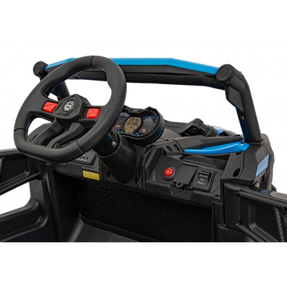 ATV electric cu telecomanda BUGGY DEFEND 4 X 4 JH-105, roti EVA, scaun tapitat, 106x75x59 cm, putere 140W - Albastru