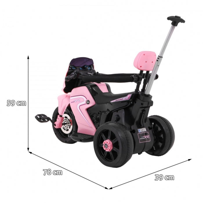 Motocicleta electrica 3 in 1, HL108, roti si scaun din plastic, 78x39x59 cm, putere 20W - Roz