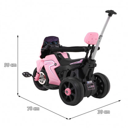 Motocicleta electrica 3 in 1, HL108, roti si scaun din plastic, 78x39x59 cm, putere 20W - Roz