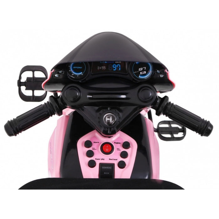 Motocicleta electrica 3 in 1, HL108, roti si scaun din plastic, 78x39x59 cm, putere 20W - Roz