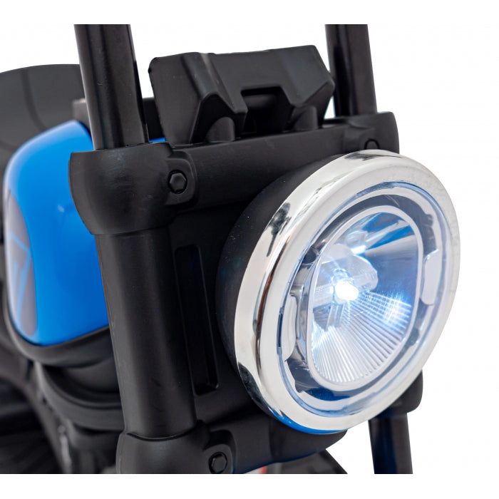 Motocicleta electrica CHOPPER FASTER AHL008, roti si scaun din plastic, 78x30x55 cm, putere 20W - Albastru