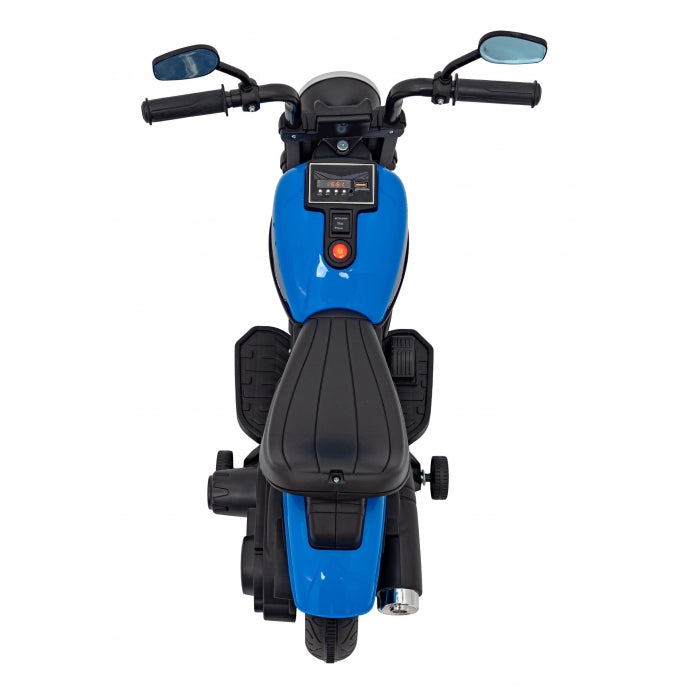 Motocicleta electrica CHOPPER FASTER AHL008, roti si scaun din plastic, 78x30x55 cm, putere 20W - Albastru