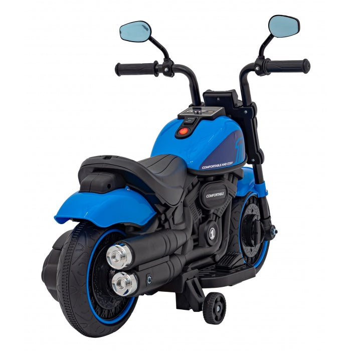 Motocicleta electrica CHOPPER FASTER AHL008, roti si scaun din plastic, 78x30x55 cm, putere 20W - Albastru