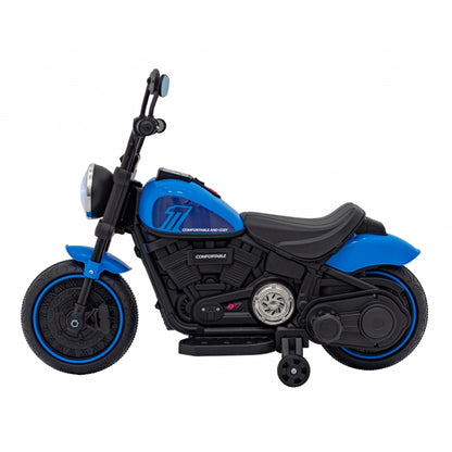 Motocicleta electrica CHOPPER FASTER AHL008, roti si scaun din plastic, 78x30x55 cm, putere 20W - Albastru