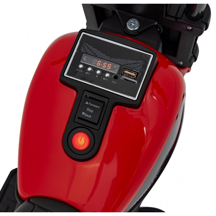 Motocicleta electrica CHOPPER FASTER AHL008, roti si scaun din plastic, 78x30x55 cm, putere 20W - Rosu