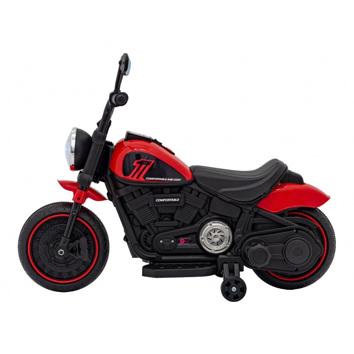 Motocicleta electrica CHOPPER FASTER AHL008, roti si scaun din plastic, 78x30x55 cm, putere 20W - Rosu