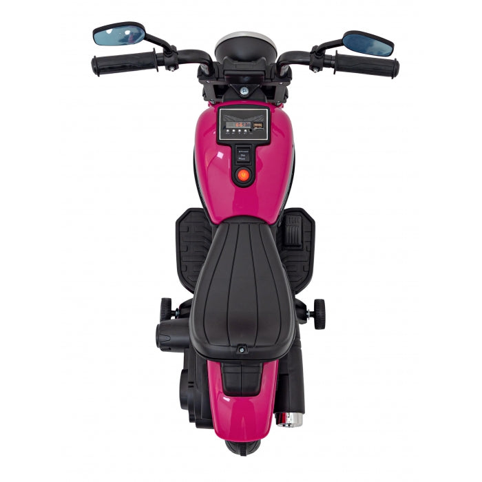 Motocicleta electrica CHOPPER FASTER AHL008, roti si scaun din plastic, 78x30x55 cm, putere 20W - Roz