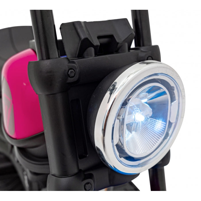 Motocicleta electrica CHOPPER FASTER AHL008, roti si scaun din plastic, 78x30x55 cm, putere 20W - Roz