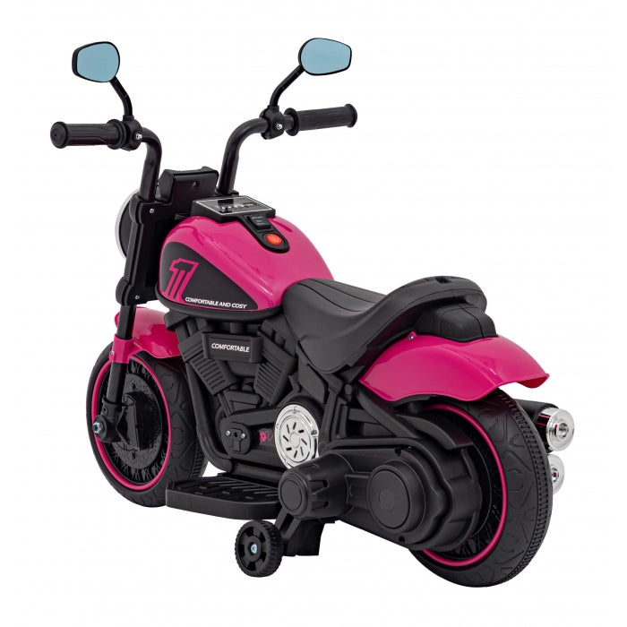 Motocicleta electrica CHOPPER FASTER AHL008, roti si scaun din plastic, 78x30x55 cm, putere 20W - Roz