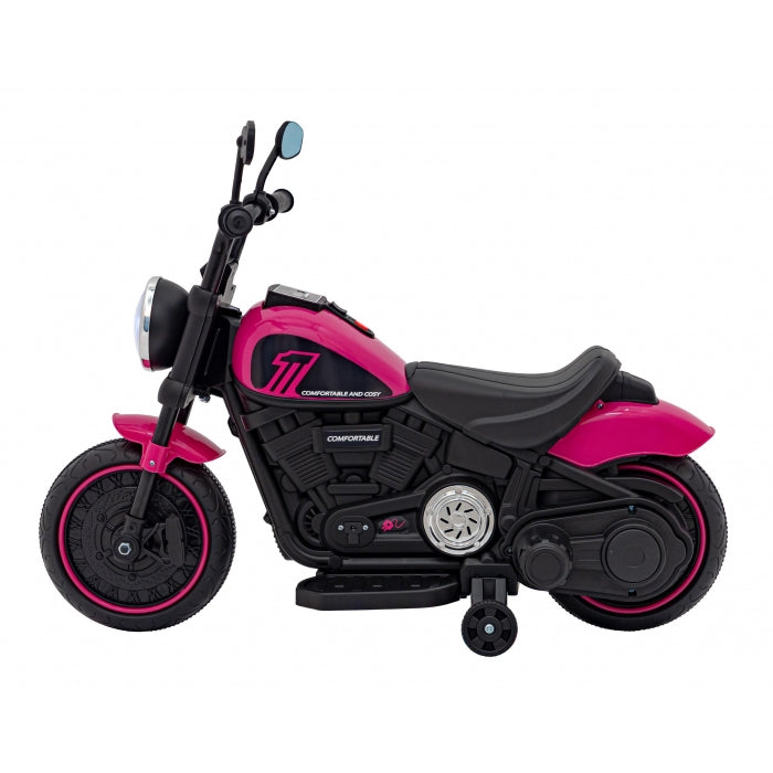 Motocicleta electrica CHOPPER FASTER AHL008, roti si scaun din plastic, 78x30x55 cm, putere 20W - Roz