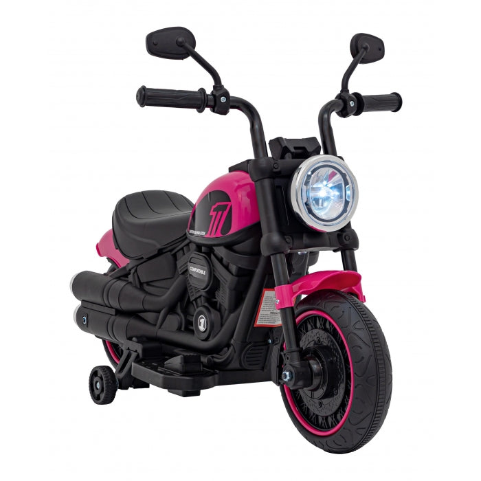 Motocicleta electrica CHOPPER FASTER AHL008, roti si scaun din plastic, 78x30x55 cm, putere 20W - Roz
