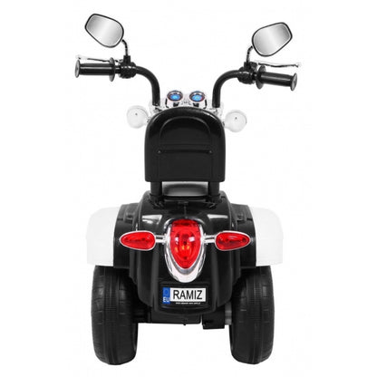 Motocicleta electrica CHOPPER NightBike TR1501, roti si scaun din plastic, 92x34x63 cm, putere 6V - Alb