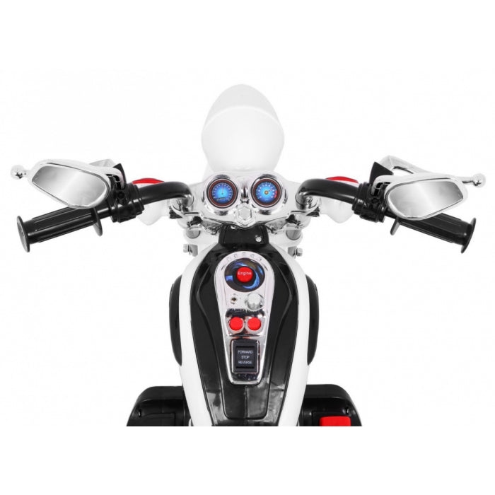 Motocicleta electrica CHOPPER NightBike TR1501, roti si scaun din plastic, 92x34x63 cm, putere 6V - Alb