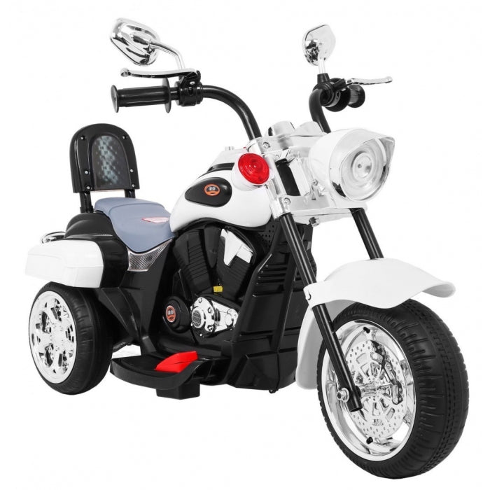 Motocicleta electrica CHOPPER NightBike TR1501, roti si scaun din plastic, 92x34x63 cm, putere 6V - Alb