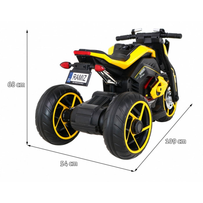 Motocicleta electrica FUTURE LL8001-A, roti EVA, scaun din plastic, 109x54x68 cm, putere 50W - Galben