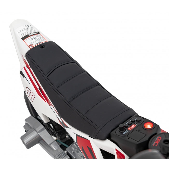 Motocicleta electrica PANTONE 361C, roti EVA + 2 roti ajutatoare, scaun tapitat, 108x59x72 cm, putere 60W - Rosu